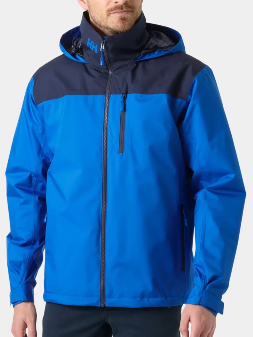 Helly Hansen Cobalt and Navy Hooded Waterproof Rain Jacket